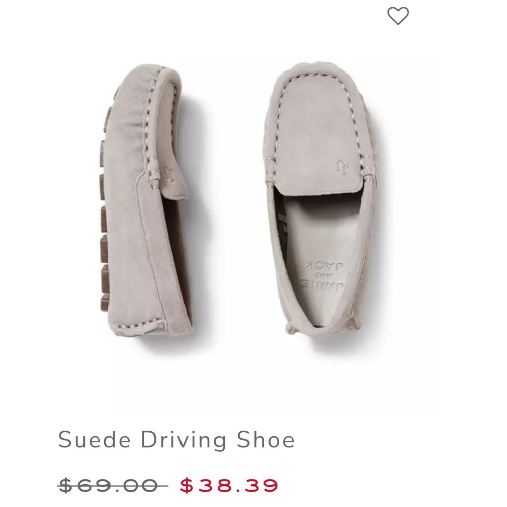 Janie and Jack Suede Driving Shoe - Light Gray